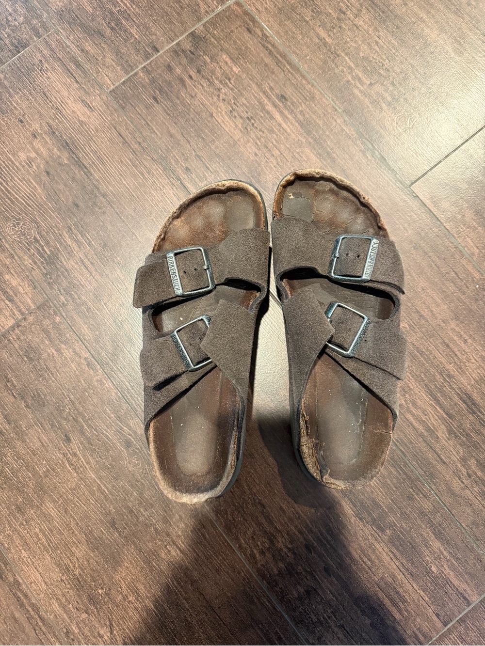 Birkenstock Brown Suede Two-Strap Sandals